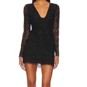 Free People Black Lace Long Sleeve Dress